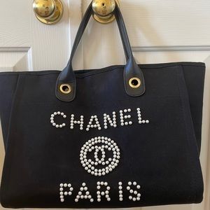 Black Deauville Canvas Tote Bag